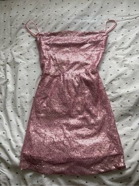 Pink sequin mini dress